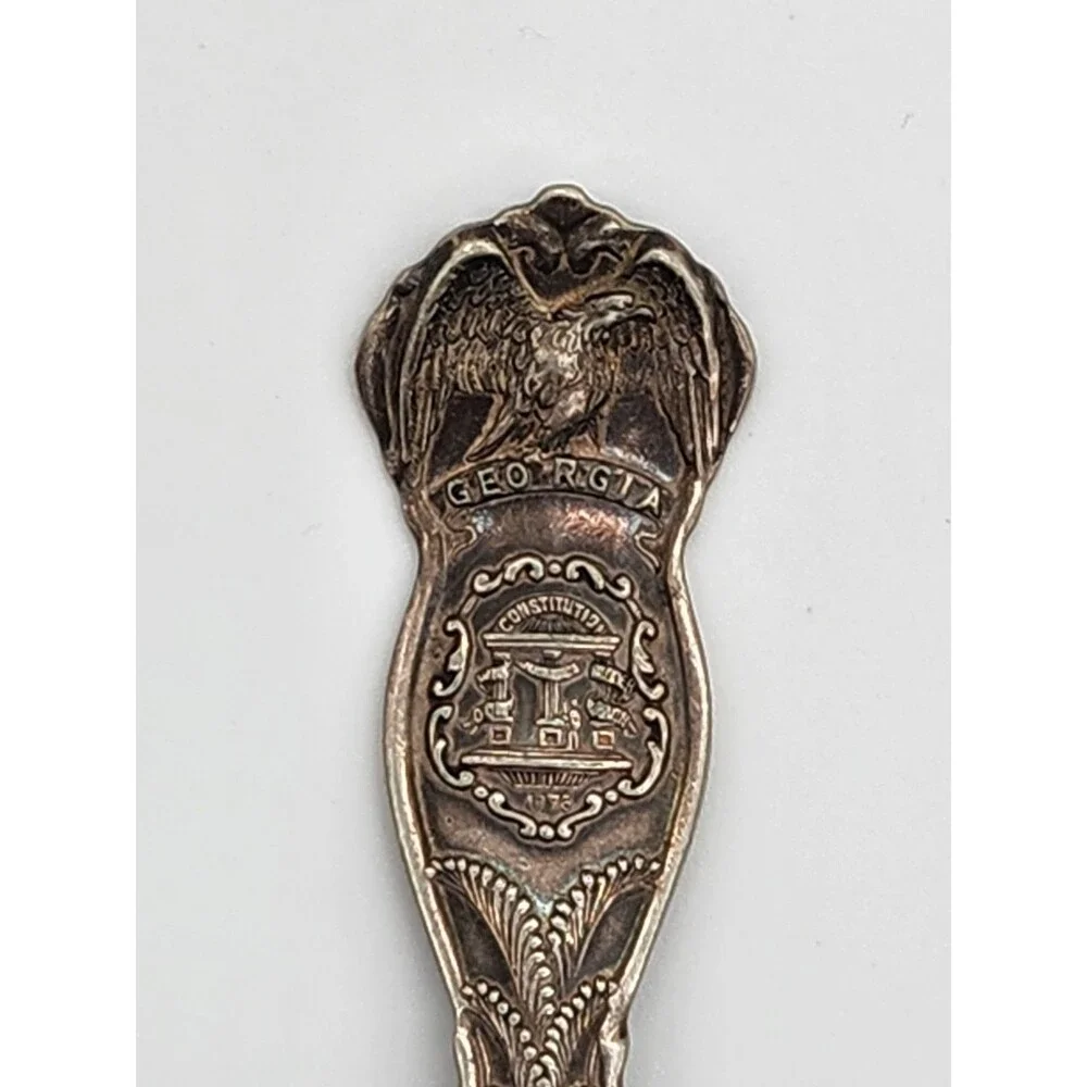 4 Vtg Wm Rogers MFG Co IS State Spoons - Michigan, Illinois, Nebraska & Georgia